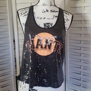 PINK by Victoria Secret GIANTS black sequin racerback tank S